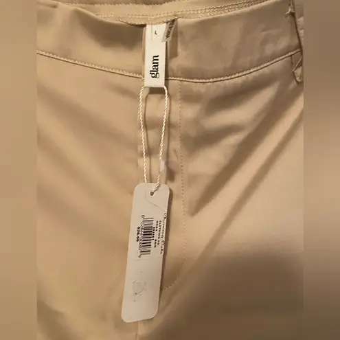 Glam | Beige Belt Loop Flowy Skort with Pockets