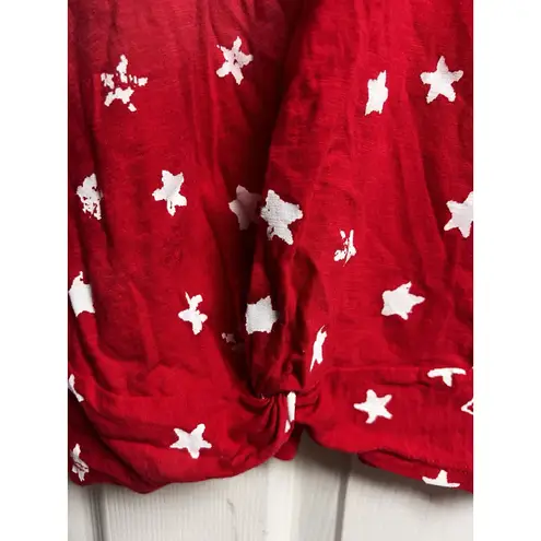 Lucky Brand 301-001  Shirt Women Medium Red Short Sleeve American Bandana Print M