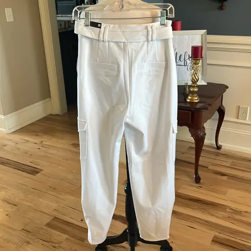 EXPRESS  White Belted Dress Pants Cargo New Ankle Super High Rise