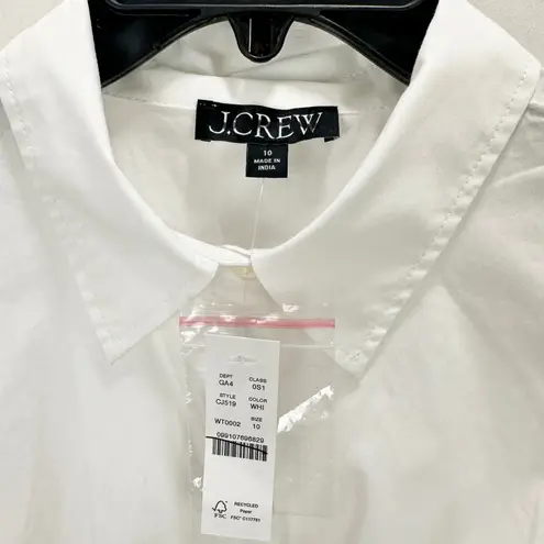 J.Crew  Fitted Waist Shirtdress Cotton Poplin Midi A Line Classic White US 10 NWT