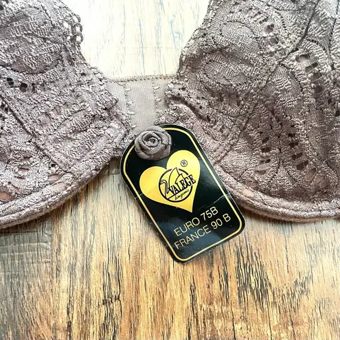 VALEGE Lingère brown lace underwire bra, made in France size 90B, US 34B