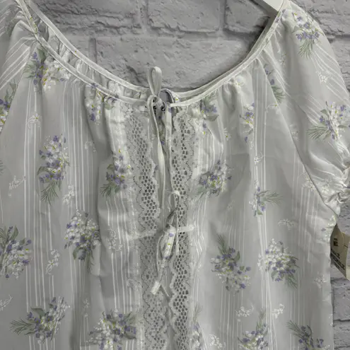 Vintage Ballet Peignoir Set Size M White Floral Cotton Blend Robe Gown Short New Size M