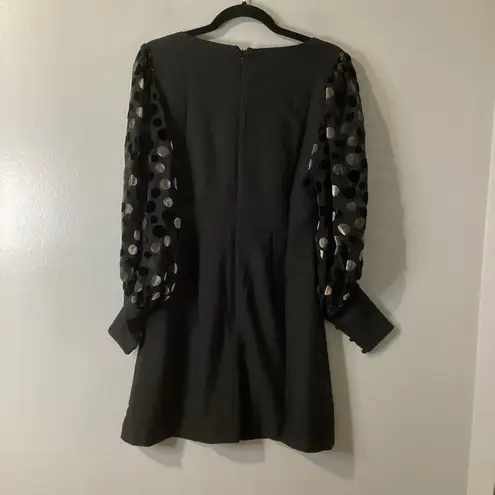 Hutch Fit and Flare Dress Size 4 Black NEW Swiss Dot Sleeve Party GNO Anthro