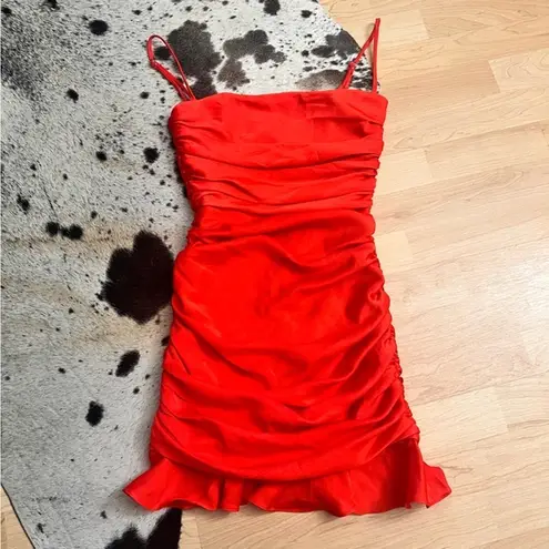 Nookie Cooper Mini Dress Tangerine Orange Ruffle Size XS