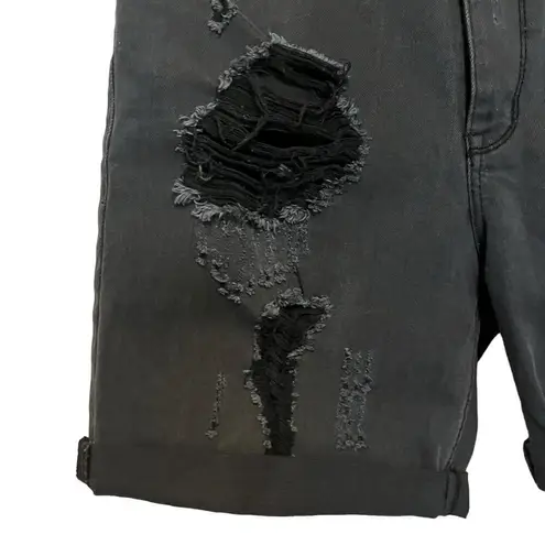 RES Destroyed Distressed No Doubt Black Denim Loose Fit Jean Shorts Size 26