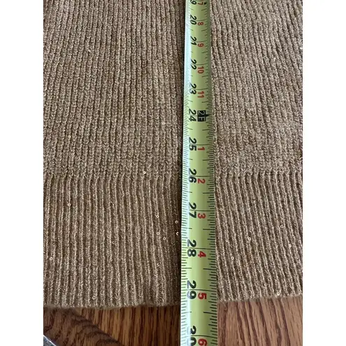 INC International Concepts Women's Sequined Long Button Up Cardigan Size L Tan Size L