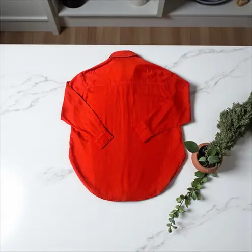 ASOS DESIGN Womens Orange Linen Blend Button Down Long Sleeve Shirt Top Size 2