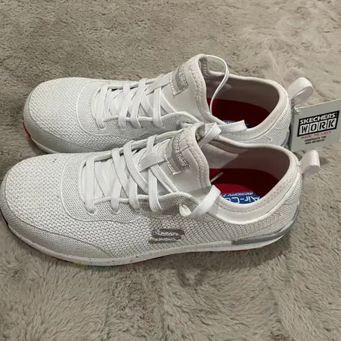 Skechers Work Women Comp Toe Shoes 9.5 White Air-Cooled Memory Foam Slip Resist