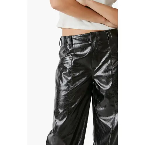 Free People  Star Crossed Lovers Patent Faux Leather Pants Black NWT Size 0