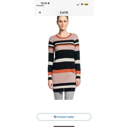 Acrobat | XS Sweater Dress Multi Knit Striped Brown Orange Black Silk Cashmere Pink