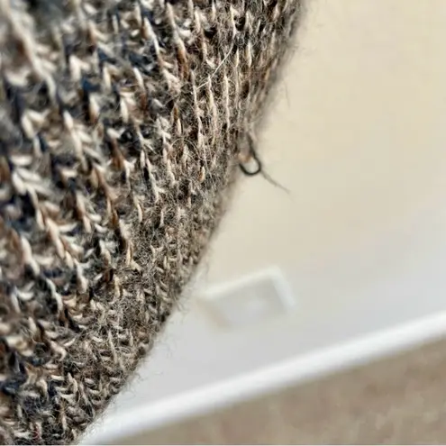 Alpaca Knit Sweater Open Front Cardigan Marbled Brown Medium