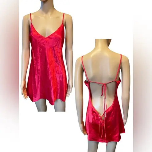 Dreamgirl Red Silky Satin Strappy Backless Lingerie Coquette Mini Slip Dress - Image 2