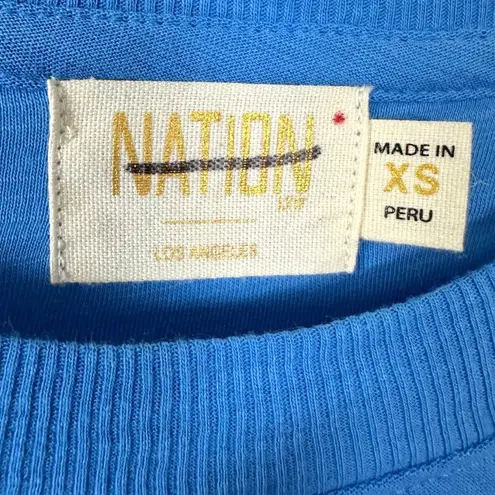 Nation Ltd Winslow Shirred T-Shirt Dress in Lapis NWT Size XS