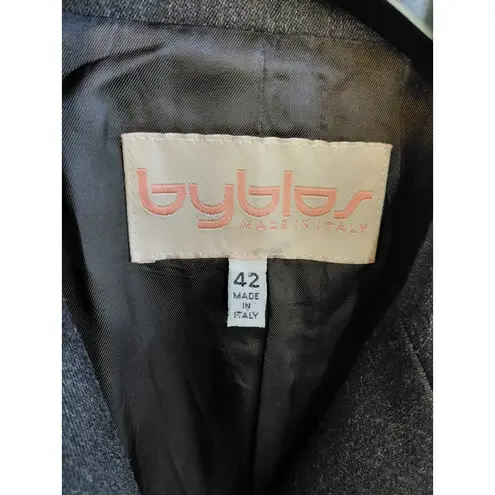 Byblos Women's Blazer Floral Rhinestone Embellished Made in Italy Size 42 Gray