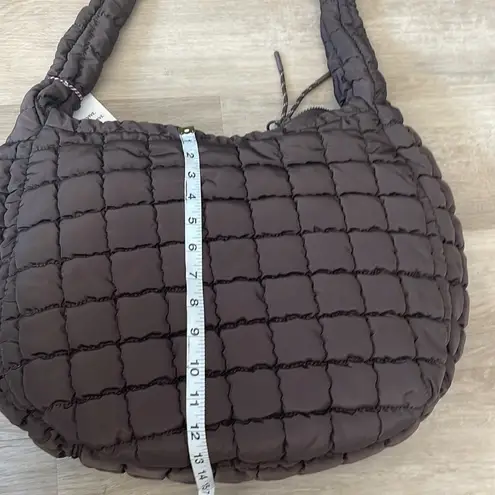 Urban Expression Urban Fit by Urban Expressions Quilted Puffer Hobo Carry All Tote in Brown