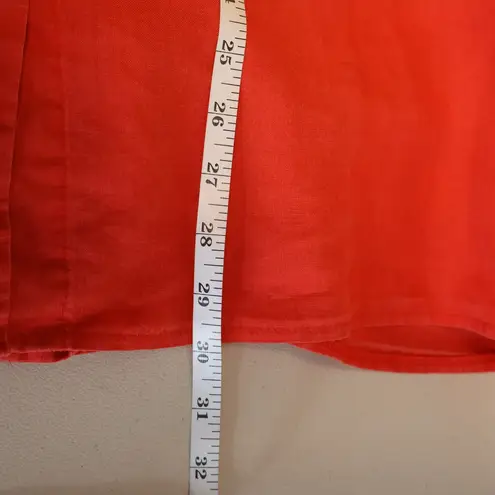 Dark Coral Linen Tunic Top Lagenlook Coastal Beachy Oversized Pockets Size M/L Size M