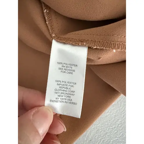 Elie Tahari Brown Tan Neutral Keyhole Neck Long-sleeved blouse top XL *No size*