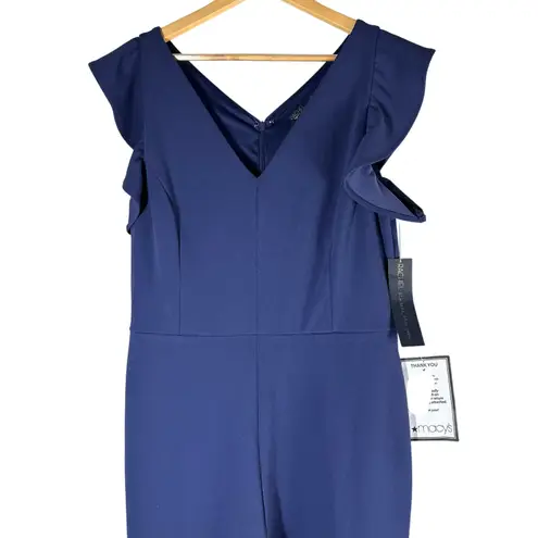Rachel Rachel Roy Ruffled Sleeve Cropped Jumpsuit Navy Size XL Stretch Blue