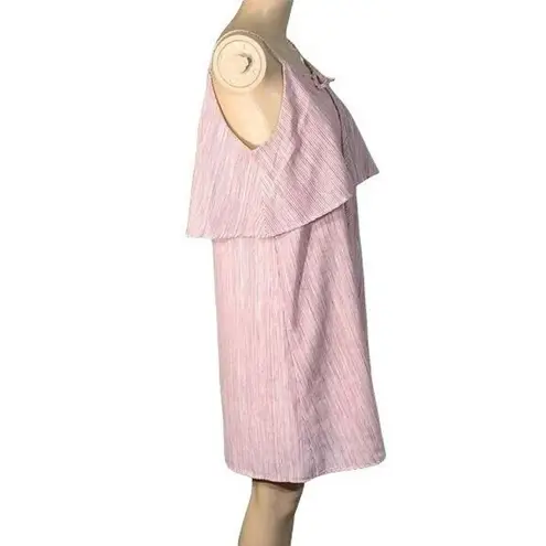 Lumiere Womens Sundress Midi Striped Flounce Top Relaxed Fit Lined Red Medium