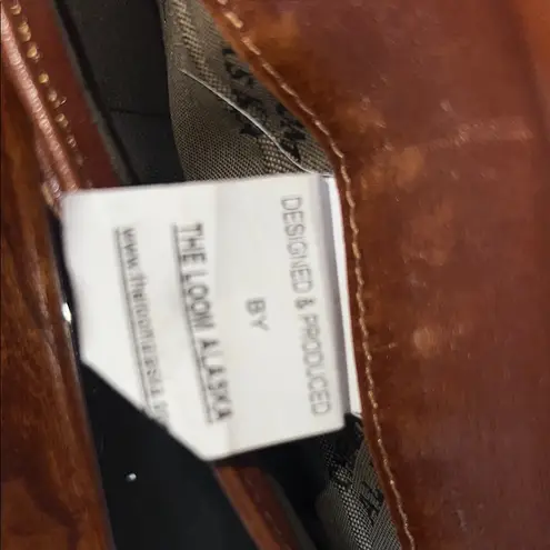 Brown and Black Geometric Clutch with Leather Trim