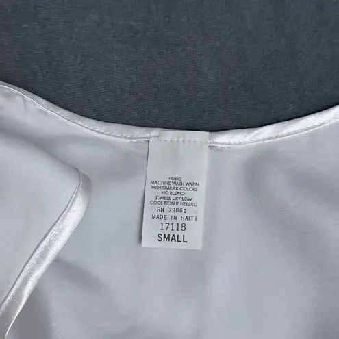 Vintage New Sears Camisole Cami Silky White Satin Lace Applique Small Blouse Top