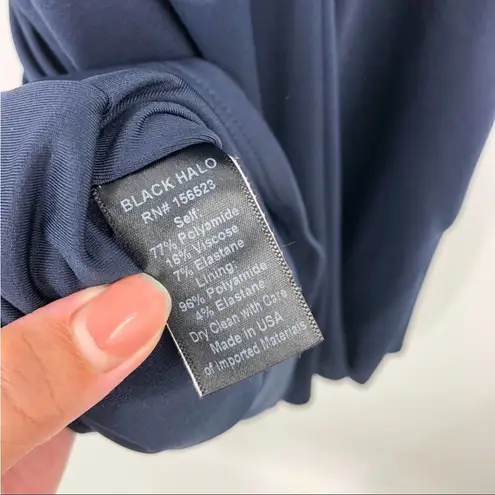 Black Halo off the shocker Short Puff Sleeves Navy Blue 6 Mini Dress NEW