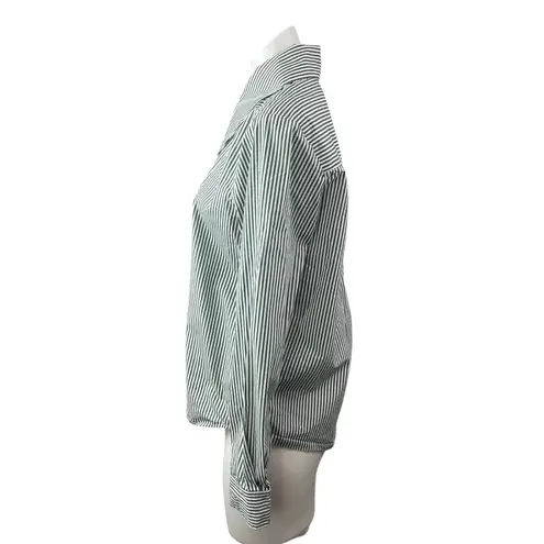 Favorite Daughter Green White Striped Collar Long Sleeve Button Down Shirt Top S