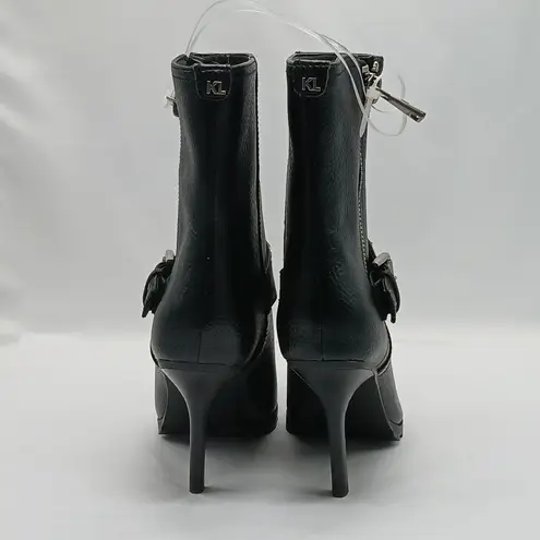 Karl Lagerfeld Mable Boot Women 6.5 Black Leather Crystal Embellished Whimsygoth