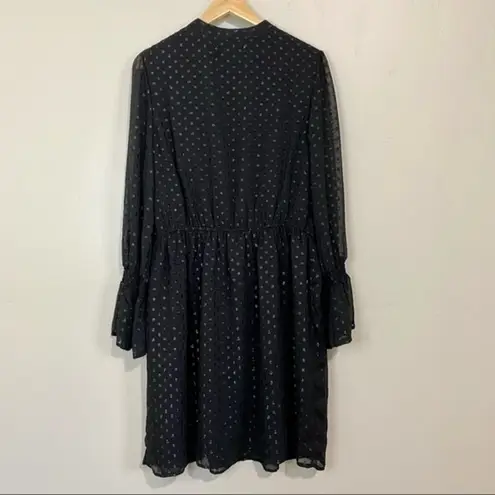 Fourteenth Place Women’s V-Neck Tie Midi Long Sleeve Dress Black Size Large NWT