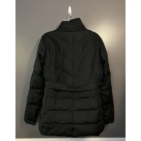 Larry Levine Down Jacket Womens Medium Black Hooded Faux Fur Removable Hood Coat