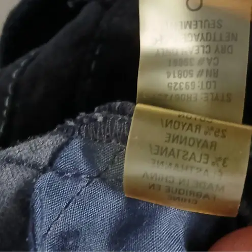 Elie Tahari Pants Women's Size 14 Dark Blue Velvet Mid Rise Straight Leg Trouser