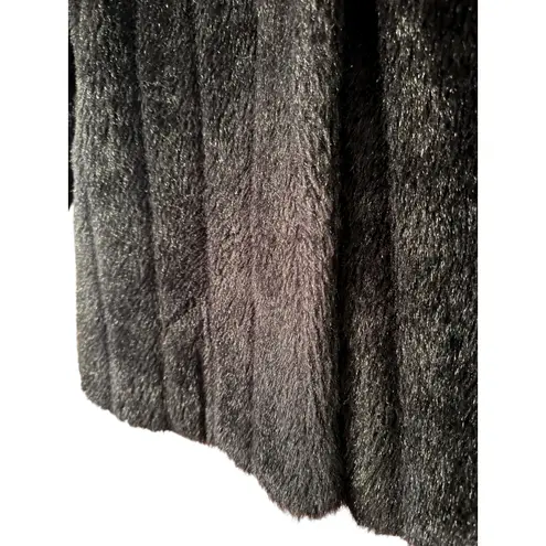 ACKO Black Faux Fur Coat Jacket Shawl Collar Made in USA Size M