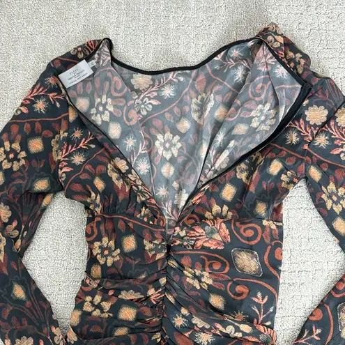 Preen by Thornton Bregazzi silk blend long sleeve draped flowy mini dress poppy Size 8