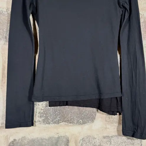 James Perse Woman's Black Mock Neck Long Sleeve Top 1/Small Cotton Layered