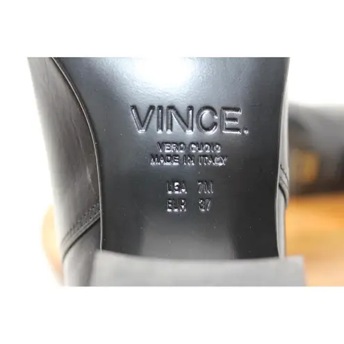 Vince  Black Harriet Leather Ankle Boots‎ Size 7M Block Heel Made in Italy