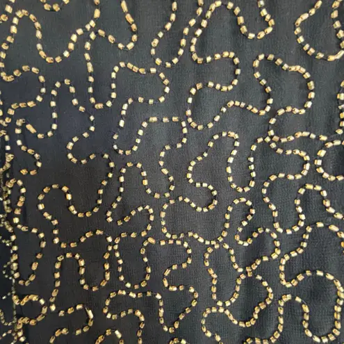 Vintage 90s Black Beaded Jacket Plus Size Metallic Gold Sequin Partywear Evening