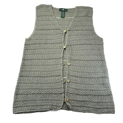 Hunt Club Women’s Large Ramie Cotton Crochet Boho Vest 12/14