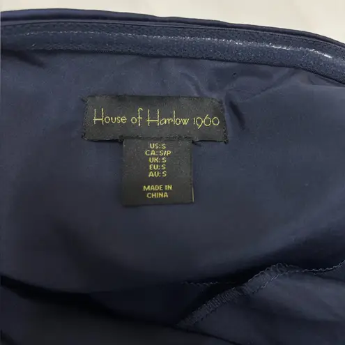 House of Harlow 1960 Midnight Blue Strapless Ruched Bodycon Midi Dress