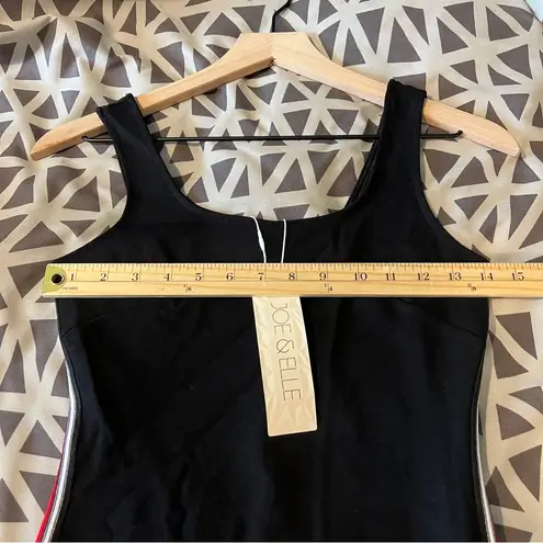 JOE & ELLE Race Striped Trim Black Scoop Neck Bodycon Dress Size S