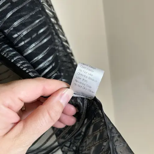 Ming Wang BLACK/WHITE STRIPED WOVEN SHEER OPEN FRONT JACKET Small Petite