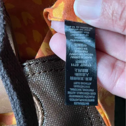 Fossil Keyper Quilted Brown Orange Nylon / Leather Tote Shoulder Bag ZB9021 READ