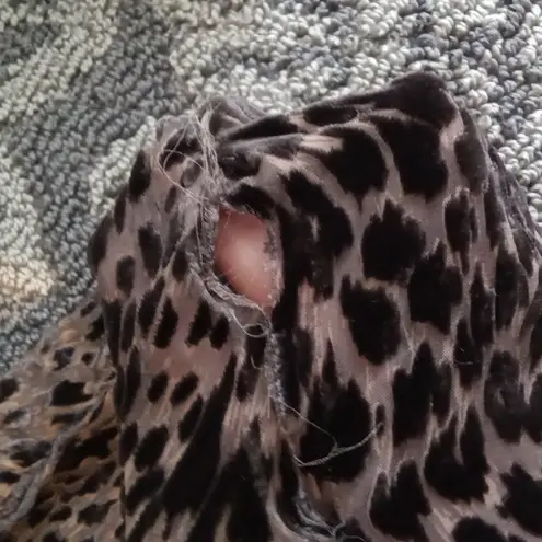 Nili Lotan Black and Brown Leopard Long Sleeve Top See Through Womens Xs