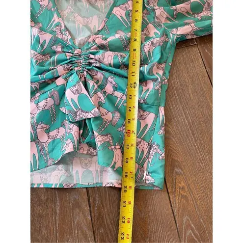 Zero Degrees Celsius Top Green Pink Size Small