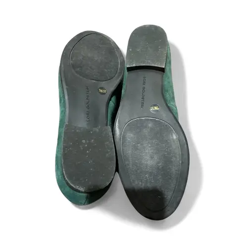 LOGO By Lori Goldstein LORI GOLDSTEIN Greer Green and Tan Loafers Suede Faux Fur Size 7 Preppy Casual