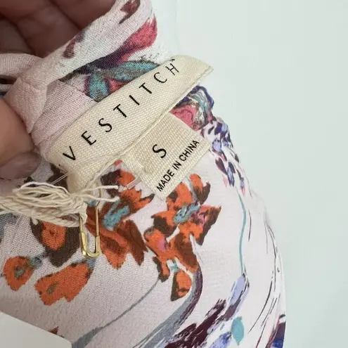 Lovestitch floral midi dress SMALL tie back short flutter sleeves Pockets pink