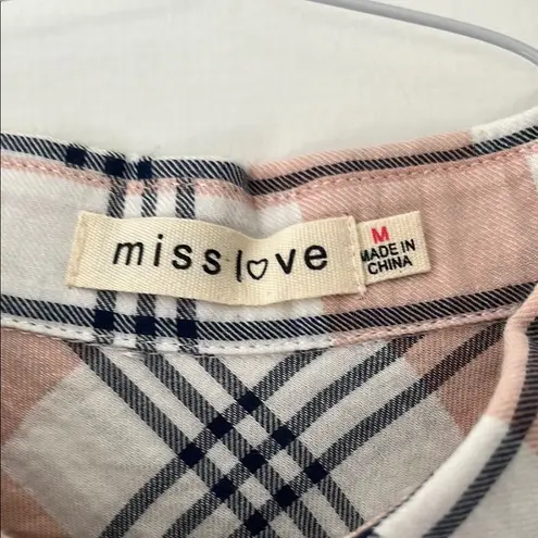Miss Love Pink and White Button Down Shirt