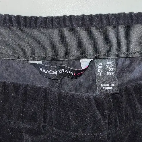 Isaac Mizrahi Live! Sz 16P Black Velvet Elastic Waist Pull-On Straight Leg Pants