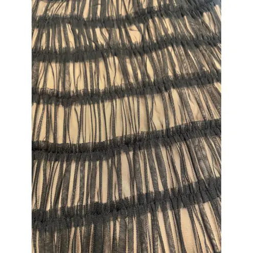 Black Mesh Overlay Skirt Nude Lining A