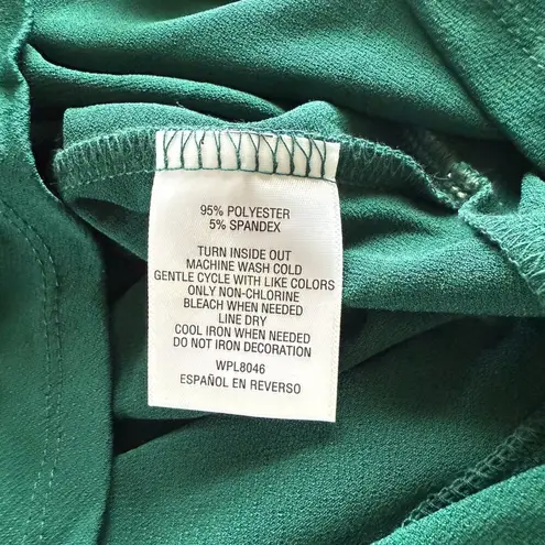 Thalia Sodi green long sleeve stretchy pullover blouse criss cross back size L