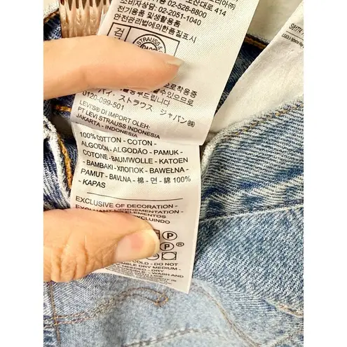 Levi's NWT  Wedgie High-Waisted Straight Leg Distressed Mom Jeans Blue Women's 25